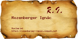 Rozenberger Ignác névjegykártya
